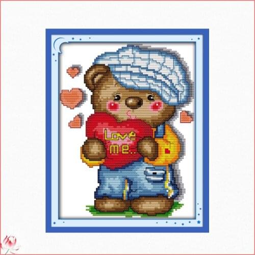 The cartoon Bear Pattern Cross Stitch Kit DIY Cartoon Embroidery Set 14 11CT Needlework Sewing Kit Home Decoration Crafts