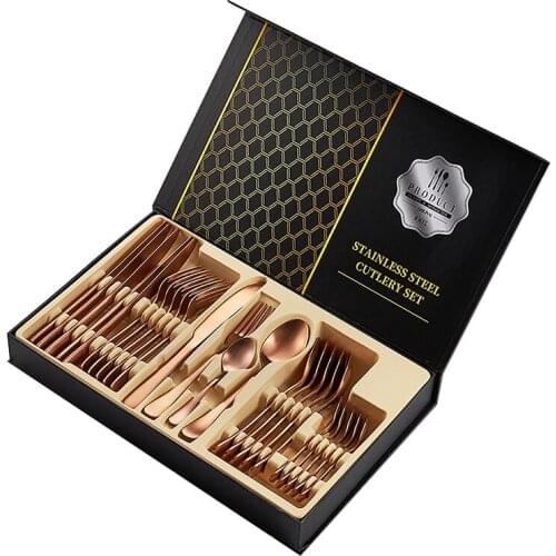 24 Pc Stainless Steel Cutlery Set Kitchen Tableware Complete Set Fork Spoon Knife Set With Box
