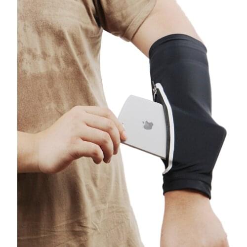 New Sports Multifunctional Sunscreen Ice Sleeves Riding Mobile Phone Arm Cover Guard Seamless Zipper Pocket Bicycle Sleeve Cover