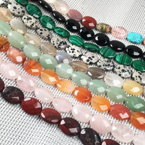 Faceted Natural Stone Agates Egg Shape Aventurine Blue Sand Beads Jewelry Making DIY Necklace Bracelet Size 12x16mm Length 20cm