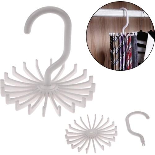 Plastic Rotating Tie Rack Hanger 20 Hooks Clostet Tie Clothes Holder Household Hanging Necktie Belt Shelves Organizer