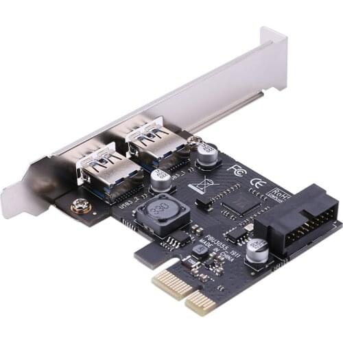 U3V14S 2 Port USB 3.0 PCI-E x1 Expansion Card PCI Express Adapter for Desktop Compatible with PCI-E X1 X4 X8 X16 PC Accessories