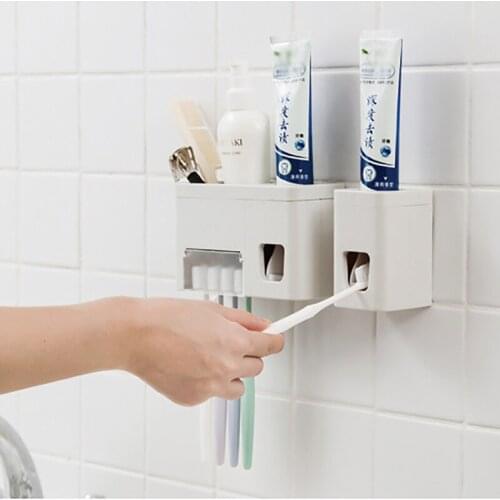 Toothbrush rack stand organizer bathroom holder kid accesories tube box gadgets case and automatic dispenser squeezer toothpaste