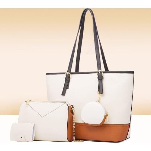 Luxury 4 Piece Cover Mother Bag High Capacity Handbags Womens Bags For Women 2021 New Tote Contrast Bag Shoulder Crossbody Bags