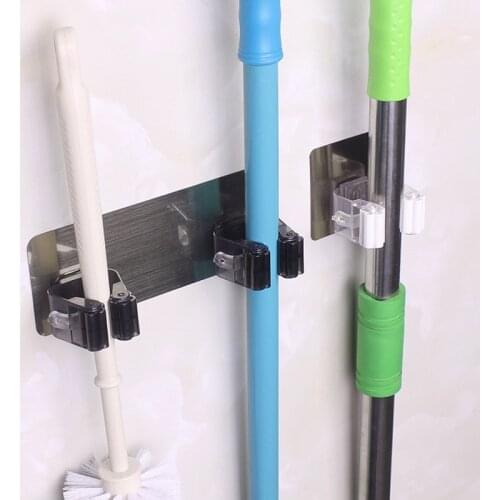 Self-Adhesive Multi-Purpose Hooks Wall Mounted Mop Organizer Holder Rack Brush Broom Hanger Hook Kitchen Bathroom Strong Hooks