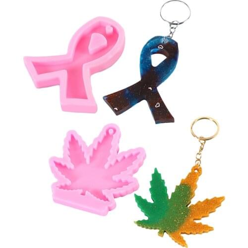 Maple Leaf Ribbon Silicone Casting Epoxy Molds For DIY Resin Keychain Pendant Jewelry Findings Tools Moulds Uv Epoxy Handmade
