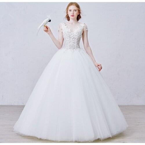 V Neck Sleeveless White Lace Applique Backless bridal Gown Real Photo vestido de noiva Cheap Ball Gown mother of the bride Dress