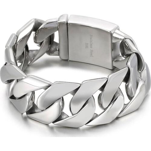 Heavy Chunky Cuban Link Chain Bracelet Jewelry High Quality 316L Stainless Steel Polished Matte Bracelet Men Gift