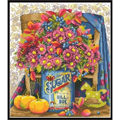 Gorgeous Vase Stamped Cross Stitch Pattern Kits Pre-Printed Fabric Needlework Embroidery Package 11CT 14CT DIY Crafts Home Decor