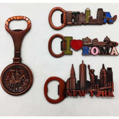 High-end Metal 3D USA New York Roma Italy Spain Don Quijote de la Mancha Refrigerator Fridge Magnet Souvenir Bottle Opener Decor