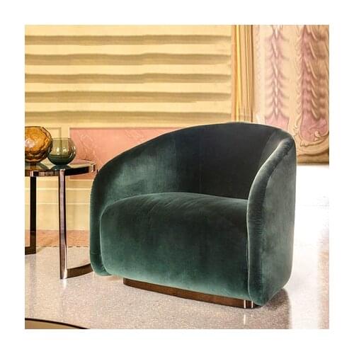 Chinafurniture modern light luxury chair lounge chair living room Nordic fabric dark green single sofa