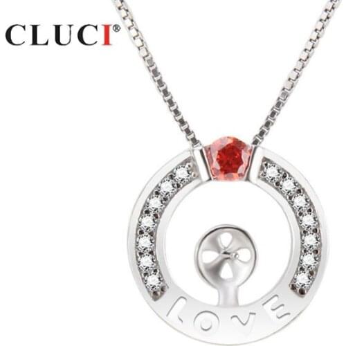 CLUCI Sivler 925 Romantic Round Zircon Charms Pendant Sterling Silver Women Valentine Day Gift Pendant Jewelry SP250SB