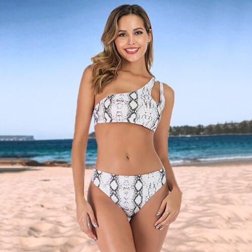 Bikini Swimsuit Women Push Up Bikini Set Sexy One Shoulder Beachwear Summer Serpentine Bathing Suit High Waist Swimwear Women