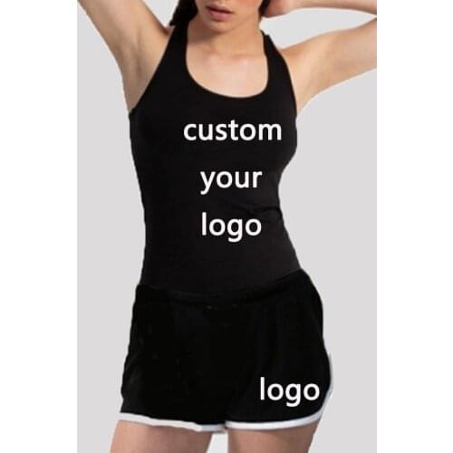 Custom Your Logo Tracksuit Set Women Sleeveless Solid Tank Top Vest + Shorts Fashion Casual Joggers 2 Piece Suits