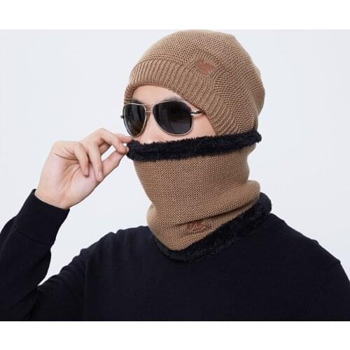 NXHV Winter Mens Hat Warm Suit Outdoor Cycling Ski Ear Protection Cold Resistant Fluff Knitted Hats Skullies Beanies