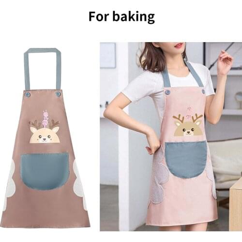 1Pc Adjustable Apron Cute Printed Sleeveless PVC Waterproof And Oil-proof Abrasion Apron Kitchen Cooking Overalls Cleaning Apron