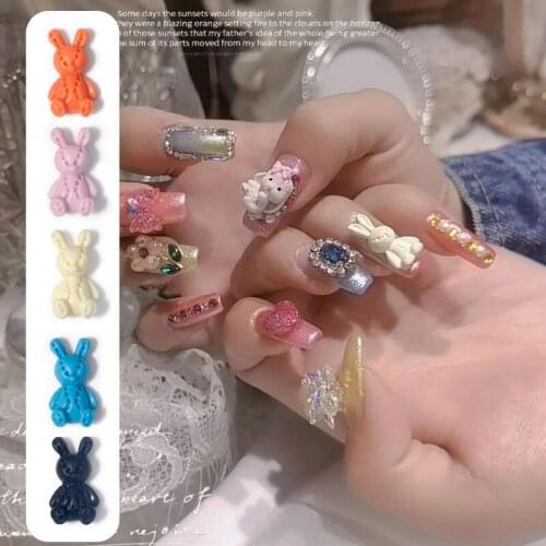 10pcs 3D Charm Resin Rabbit Hot Girl Nail Art Decorations Cute Cartoon DIY Nail Jewelry Accessories