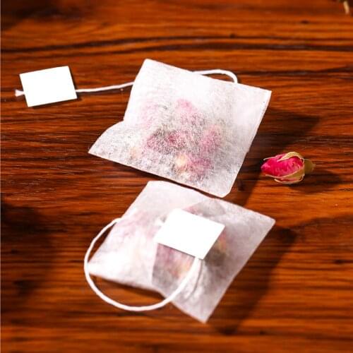 1000pcs/lot Corn Fiber Drawstring Empty Tea Bags Fold Close Filter Teabags Reusable With White Tag Customized Logo