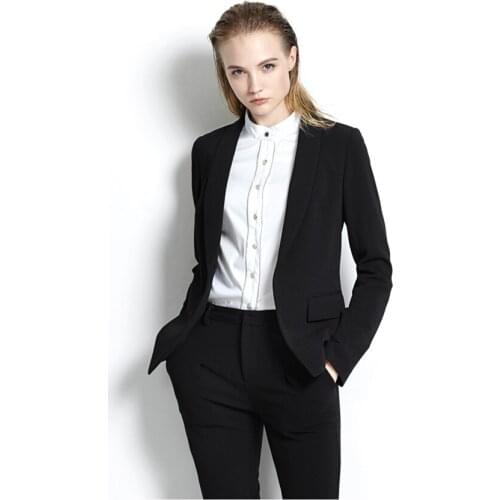 2015 Fashion Womens One Button Slim Casual Business Suit Custom made Black Women office suits