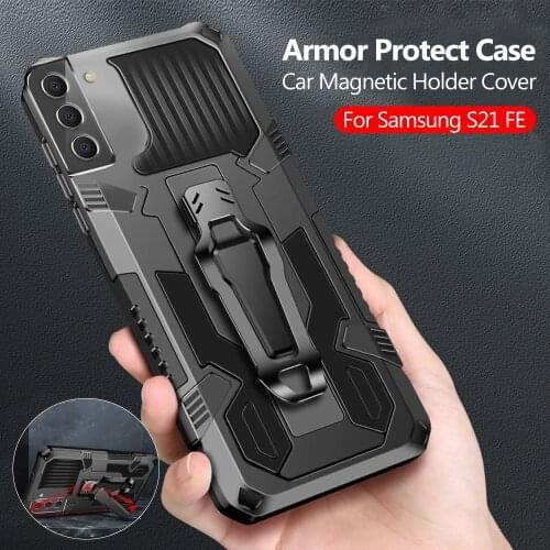 2021 Shockproof Armor Case For Samsung Galaxy S21 FE S21FE S 21 Lite Fan Edition 5G G990B Car Magnetic Holder Stand Cover Fundas
