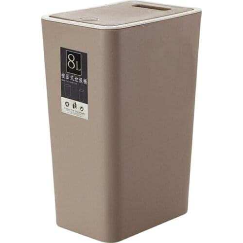 8L Plastic Trash Can Pressing Cover Home Kitchen Office Waste Bin B99