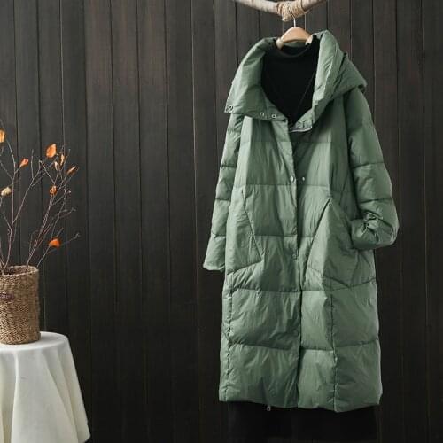 Ailegogo Winter Women Parkas Hooded Loose Thick Female 90% White Duck Down Long Coat Casual Ladies Snow Warm Jacket Ouotwear