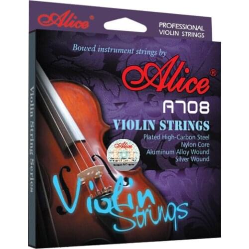 Alice A708 brand premium violin strings 4 string nylon core wrapped in sterling silver strings violin accessories