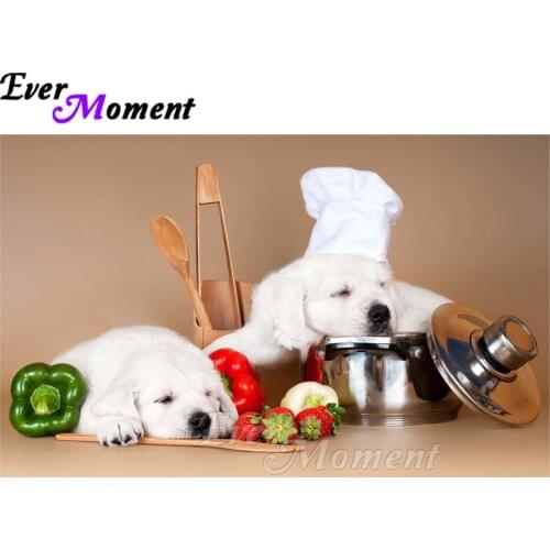 Ever Moment Diamond Painting Dog Animal Home Decorations Cross Stitch 5D DIY Full Square Rhinestones Diamond Embroidery ASF1296