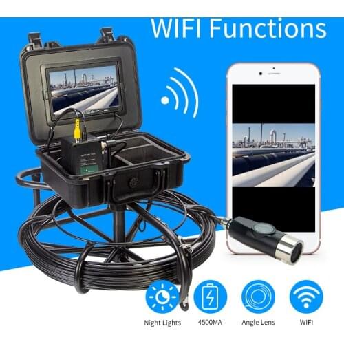 Free Dhl Wifi Video Recorder 50m Pipeline Inspection Borescope Drain Sewer Camera with Dual Lens 42mm Lens Waterproof No Case