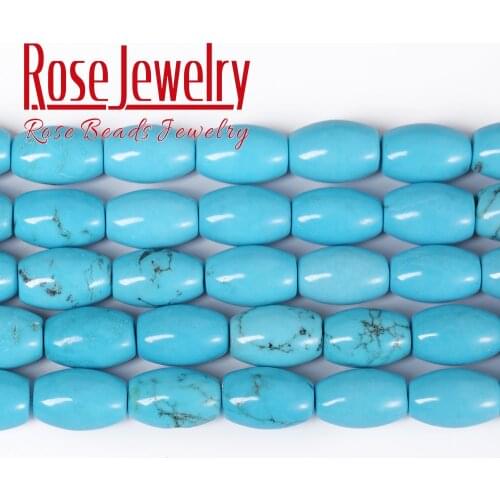 Natural Stone Beads Blue Turquoises Drum Barrel Shape Beads Semi-Finished Handmade Bracelet Beads Accessory For Jewelry Making