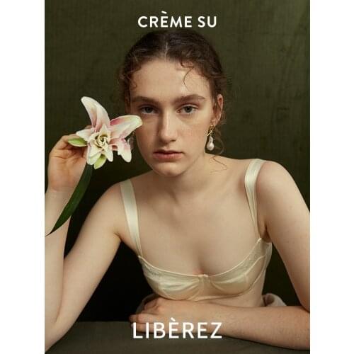 Cremesu Free Series Embroidered Silk Underwear with Steel Ring Womens Ultra-Thin Bra Removable Cup strapless womens lingerie