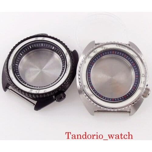 For NH35A NH36A Bliger 45mm Stainless Steel Watch Case Alloy Bezel Insert 50m Waterproof Multicolor Chapter Ring