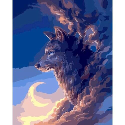 GATYZTORY Paint By Numbers For Adults Children Wolf DIY HandPainted Oil Painting Home Decoration Acrylic Canvas Painting