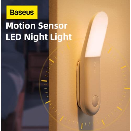 Baseus Led Motion Night Light Body Induction Night Light Lamp USB Rechargeable Magnetic Light Motion Sensor Light Bedroom Light