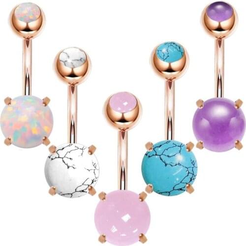 Stone 316L Steel Belly Button Rings Piericng Navel 14G Earrings Double CZs Piericng Ombligo Nombril Oreja Body Jewelry For Woman