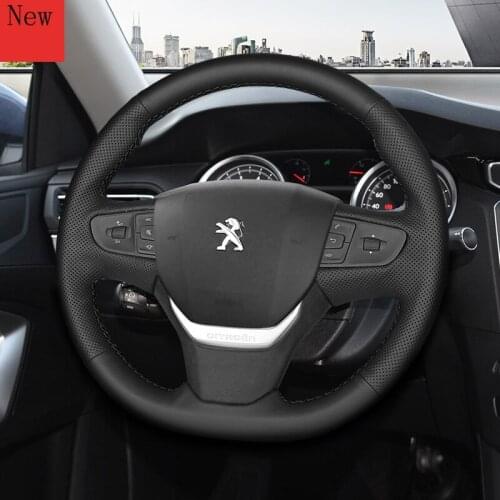 DIY Hand-Stitched Leather Car Steering Wheel Cover for Peugeot 408 508 4008 5008 Interior Accessories