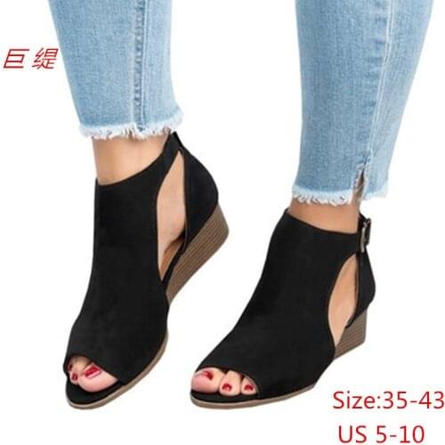Summer Womens Sandals Flat Wedge PVC Buckle metal Ankle strap Woman shoes