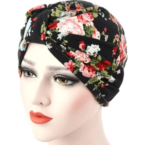Muslim headdress turban bonnet for woman cotton print inner hijab caps arab wrap hijab femme musulman islamic headscarf hat
