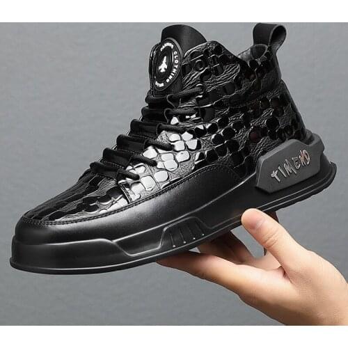 2020 Crocodile Leather High Top Mens Superstar Shoes Winter Black Skateboard Shoes For Men Chunky Sneaker Man zapatillas hombre