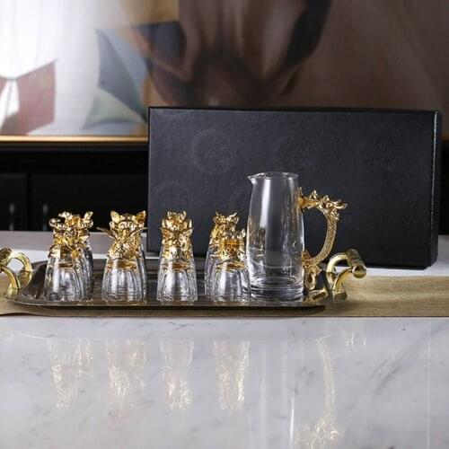 Twelve Zodiac Liquor Wine Glass Set Household Small Wine Glasses Hip Flasks Chinese Imitation European Drinkware Exquisite Gift