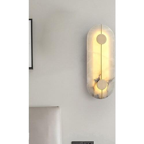 15W Led Wall Lamp Marble Copper Sconce Light Nordic Creative Living Room Wall Decorative Lamp Bedroom Bedside Hotel Aisle Bra