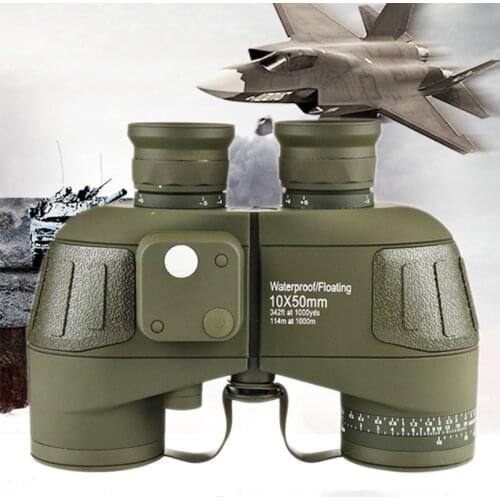 Original Germany Military Binoculars 10X50 HD Telescope Quality Powerful Low Light Night Vision Binocular with Digital Compass