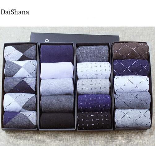 5 Pairs High Quality Casual Business Cotton Socks Solid Color Elastic Socks For Spring Autumn Male Breathable Socks For Man Gift