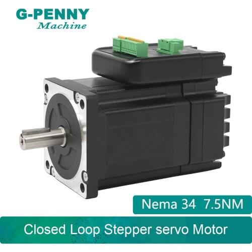 New arrival! Nema34 Closed Loop Stepper motor 7.5Nm 14mm Hybrid Integrated Stepper Servo Motor with drive 86x86mm 6.0A