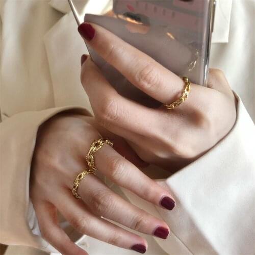 New Gold Plated Silver Simple All-Match Ring Opening Adjustable Chain Round Ring For Women Girls Fashion Jewelry Gift