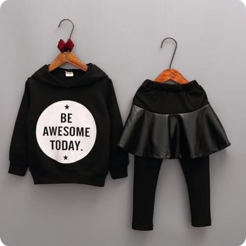 Autumn 2016 Korean Childrens Garment 2 Pieces Set Girl Baby Long Sleeve Even Midnight Jacket Culotte You Underpant Suit