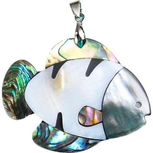 Colorful Fish Shape Abalone Shell Necklaces Pendants Charms Natural Mother of Pearl Shell Pendants for Jewelry Making Women Gift