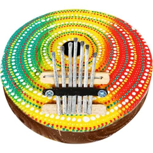 7 Key Kalimba African Coconut Solid Painted Thumb Finger Piano Sanza 7 keys Solid Wood Kalimba Mbira Thumb Kalimba For Kids KB21