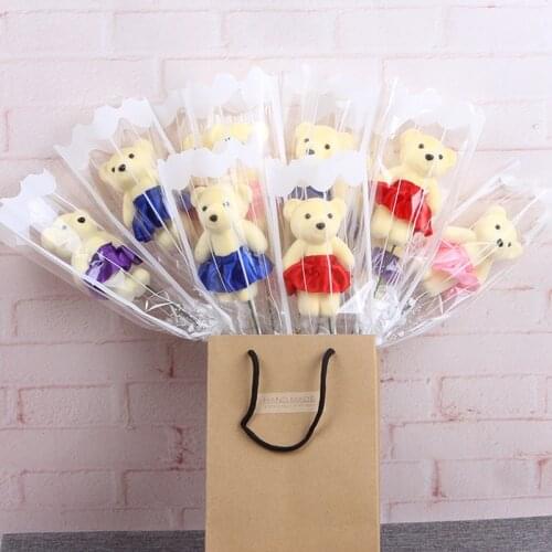 Valentines Day Gift for Girlfriend Souvenirs Bear Flower Soap Wedding Gift for Guests Gift To A Girl Boyfriend Gift Party Favors