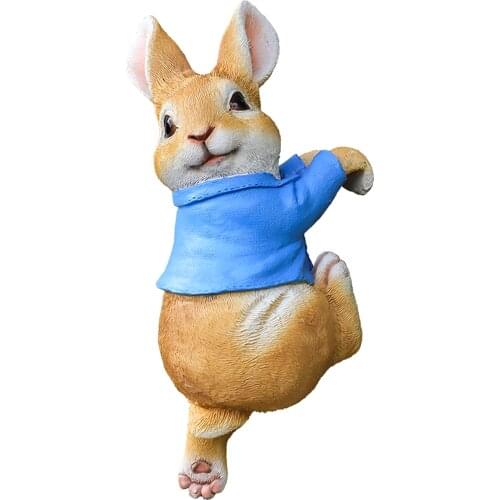 Resin Craft Cute Garden Statue Pendant Rabbit Frog Sculpture Gift Outdoor Ornament Hanging Animal Shape Yard Decor Tree Climbing